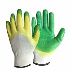 Перчатки рабочие защитные хлопчатобумажные, двойной латексный облив, универсальные