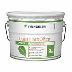 Краска Finncolor Oasis Hall & Office для стен и потолков, устойчивая к мытью, База А белый 9 л