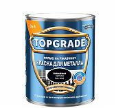 Краска TOPGRADE для металла, прямо на ржавчину 3 в 1, глянцевая гладкая черная RAL 9005, 0.75 л