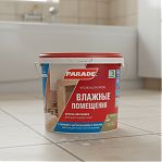 Краска латексная Parade Влажные помещения W100, для внутренних работ, База А, белая, 5 л