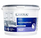 Краска акриловая Лакра 8306473 интерьерная, белоснежная, матовая, 14 кг