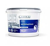 Краска ЛАКРА акриловая, интерьерная, белоснежная 14кг
