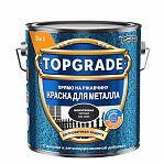 Краска TOPGRADE для металла, прямо на ржавчину 3 в 1, молотковая черная RAL 9005, 2 л