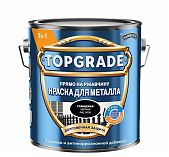 Краска TOPGRADE для металла, прямо на ржавчину 3 в 1, глянцевая гладкая черная RAL 9005, 2 л