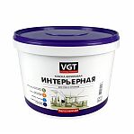 Краска VGT ВД-АК-2180 интерьерная, для стен и потолков, матовая, белая, База А белая, 15 кг