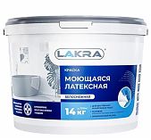 Краска латексная Лакра 8306484 интерьерная, моющаяся, белоснежная, матовая, 14 кг