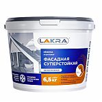 Краска акриловая Лакра 0007548 фасадная, суперстойкая, белоснежная, матовая, 6.5 кг
