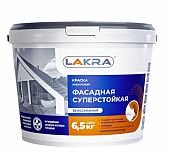 Краска акриловая Лакра 0007548 фасадная, суперстойкая, белоснежная, матовая, 6.5 кг