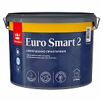 Краска Tikkurila Euro Smart 2, интерьерная, для стен и потолка, База А, белый, 9 л