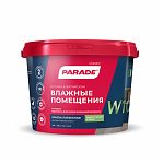 Краска латексная Parade Влажные помещения W100, для внутренних работ, База А, белая, 9 л