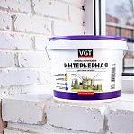 Краска акриловая ВГТ ВД-АК-2180 интерьерная, для стен и потолков, белоснежная, матовая, 3 кг