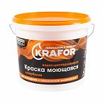 Краска Krafor, моющаяся, для помещений с повышенной влажностью, матовая, супербелая 6.5 кг