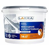 Краска акриловая Лакра 8306490 фасадная, суперстойкая, белоснежная, матовая, 14 кг