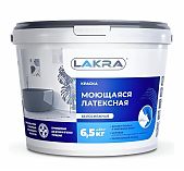 Краска латексная Лакра для внутренних и наружных работ моющаяся, матовая, белоснежная 6.5кг