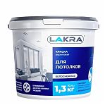  Краска акриловая Лакра 8306459 для потолков, белоснежная, матовая, 1.3 кг