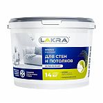 Краска акриловая Лакра 8306469 для стен и потолков, белоснежная, матовая, 14 кг