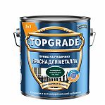 Краска TOPGRADE для металла, прямо на ржавчину 3 в 1, глянцевая гладкая зелёный мох RAL 6005, 2 л