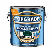 Краска TOPGRADE для металла, прямо на ржавчину 3 в 1, глянцевая гладкая зелёный мох RAL 6005, 2 л