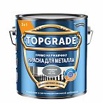 Краска TOPGRADE для металла прямо на ржавчину, глянцевая гладкая серая, RAL 7042, 2 л