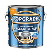 Краска TOPGRADE для металла прямо на ржавчину, глянцевая гладкая серая, RAL 7042, 2 л