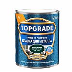 Краска TOPGRADE для металла, прямо на ржавчину 3 в 1, молотковая зеленый мох  RAL 6005, 0.75 л