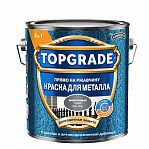 Краска TOPGRADE для металла, прямо на ржавчину 3 в 1, молотковая серая RAL 7042, 2 л