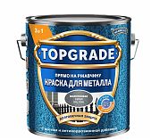 Краска TOPGRADE для металла, прямо на ржавчину 3 в 1, молотковая серая RAL 7042, 2 л