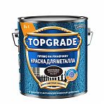 Краска TOPGRADE для металла, прямо на ржавчину 3 в 1, молотковая  коричневая RAL 8017, 2 л