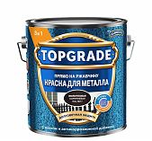 Краска TOPGRADE для металла, прямо на ржавчину 3 в 1, молотковая  коричневая RAL 8017, 2 л