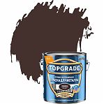 Краска TOPGRADE для металла прямо на ржавчину, 3 в 1, глянцевая, гладкая коричневая RAL 8017, 2 л