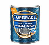 Краска TOPGRADE для металла, прямо на ржавчину 3 в 1, молотковая серая RAL 7042, 0.75л