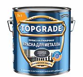 Краска TOPGRADE для металла, прямо на ржавчину 3 в 1, глянцевая гладкая графитовая RAL 7024, 0.75 л