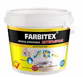 Краска акриловая Farbitex интерьерная, быстросохнущая, матовая, белоснежная, 3 кг