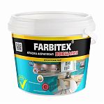 Краска акриловая Farbitex моющаяся, паронепроницаемая, быстросохнущая, матовая, белая, 3 кг