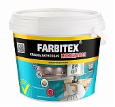 Краска акриловая Farbitex моющаяся, паронепроницаемая, быстросохнущая, матовая, белая, 3 кг