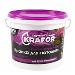 Краска акриловая Krafor, для потолков, водно–дисперсионная, матовая, супербелая, 6.5 кг