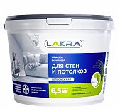 Краска акриловая Лакра 8306470 для стен и потолков, белоснежная, матовая, 6.5 кг