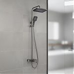 Душевая система AETHERPRIDE A2417-9 оружейная сталь, тропический душ