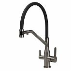 Смеситель для кухни AETHERPRIDE A4398-89  гибкий излив, для фильтра питьевой воды, цвет оружейная сталь