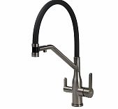 Смеситель для кухни AETHERPRIDE A4398-89  гибкий излив, для фильтра питьевой воды, цвет оружейная сталь