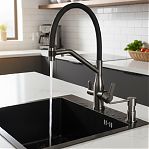 Смеситель для кухни AETHERPRIDE A4398-89  гибкий излив, для фильтра питьевой воды, цвет оружейная сталь