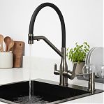 Смеситель для кухни AETHERPRIDE A4398-89  гибкий излив, для фильтра питьевой воды, цвет оружейная сталь