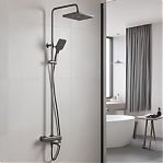 Душевая система AETHERPRIDE A2491-9 оружейная сталь, термостат, тропический душ