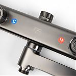 Душевая система AETHERPRIDE A2491-9 оружейная сталь, термостат, тропический душ