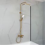 Душевая система AETHERPRIDE A2491-3 сатин золотой, термостат, тропический душ