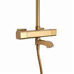 Душевая система AETHERPRIDE A2491-3 сатин золотой, термостат, тропический душ