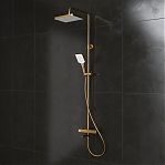 Душевая система AETHERPRIDE A2491-3 сатин золотой, термостат, тропический душ