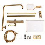 Душевая система AETHERPRIDE A2491-3 сатин золотой, термостат, тропический душ