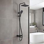 Душевая система AETHERPRIDE A2491-6 цвет черный, термостат, тропический душ