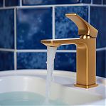 Смеситель для умывальника AETHERPRIDE A1001-3, цвет сатин золотой